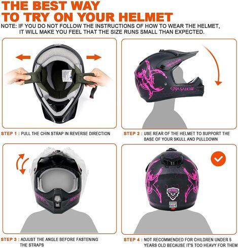 خوذة Orthrus DOT للبالغين والشباب للدراجة الترابية ATV Motocross على الطرق الوعرة دراجة الدراجات النارية (Bio-Pink ، L) in Kuwait