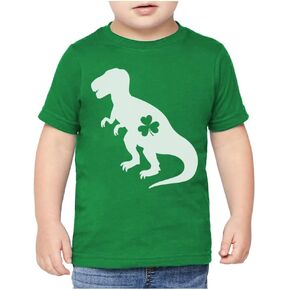 St Patrick Shirt for Boys Pattys Day T Rex Leprechaun Toddler Kids T-Shirt
