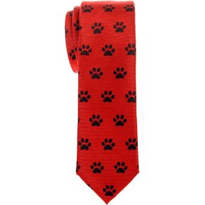 Retreez Doggie Puppy Paws Woven Microfiber Skinny Tie