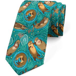 Lunarable Men's Tie, Otters Seaweed and Corals, Necktie, 3.7", Multicolor