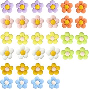 32Pcs Flower Shoe Charms 8 Colors Resin Floral Croc Charms Cute Summer Shoe Decoration Charms for Girls Teens Women Sandals Shoe Accessories Birthday Party Gift, Resin, crystal in Kuwait