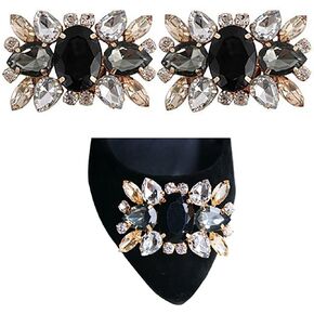 2PCS Elegant Rhinestone Crystal Shoe Clips Shoes Decoration Charms Shoe Buckle Dress Hat Shoes Clips for Wedding Party (B#)