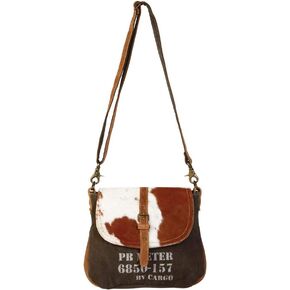 Cargo 157 Upcycled Canvas and Genuine Hair-On Leather Trim Crossbody Bag
