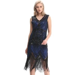 Wuchieal 20s Flapper Gatsby Charleston Sequin Bead Evening Cocktail Prom Dress
