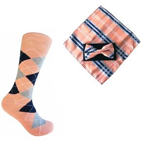 Triple M Plus Mens Socks & Bowtie and pocket square match Set