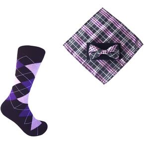 Triple M Plus Mens Socks & Bowtie and pocket square match Set