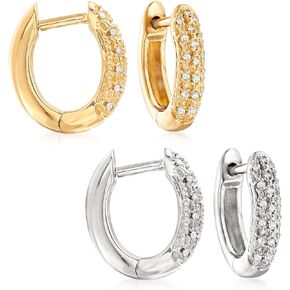 Ross-Simons 0.10 ct. t.w. Diamond Jewelry Set: 2 Pairs Of Huggie Hoop Earrings in Sterling Silver and 18kt Gold Over Sterling