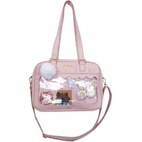 Lolita ITA Bag with Insert Pin Display,Anime Cosplay Shoulder Bag,Women Crossbody Bag,PU Leather Kawaii Purse