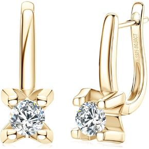 Moissanite Hoop Earrings for Women, Lab Diamond Hoop Huggie Earrings,925 Sterling Silver with 18K White Gold/14K Yellow Gold Plated, Hypoallergenic,Jewelry Gifts