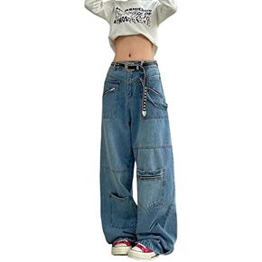 Gothic Jeans Women's Hip-hop Street Fashion Design Jeans Couple Casual Loose Straight Pants