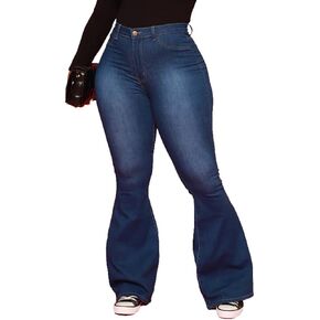 Aomice Women Bell Bottom Jeans High Waisted Flare Denim Pants in Kuwait