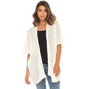 Back From Bali Womens Long Shrug Cotton Cardigan Sweater, Open Front Short Sleeve for Dresses, Pants