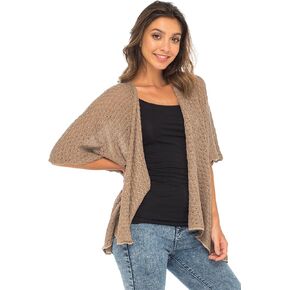 Back From Bali Womens Long Shrug Cotton Cardigan Sweater, Open Front Short Sleeve for Dresses, Pants