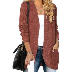 سترة Zamowoty النسائية لخريف 2023 مفتوحة من الأمام وأكمام طويلة وسترات خفيفة الوزن مع جيوب معطف خارجي in Kuwait