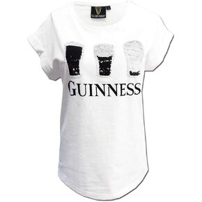 Guinness White 2 Way Sequin Pint T-Shirt