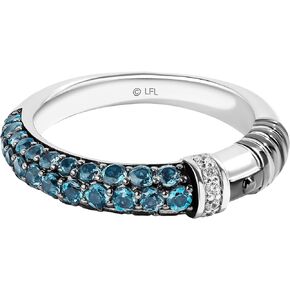 Jewelili Star Wars™ Fine Jewelry Obi-Wan Kenobi™ Woman Sterling Silver Light Saber Ring with 1/20 Ct.Tw. Diamonds and London Blue Topaz