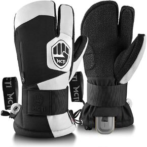 MCTi Snowboard Gloves with Wrist Guard 3-Finger Kevlar Gloves Waterproof for Winter Snow Skiing