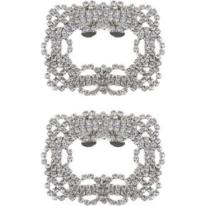 2Pcs Bride Shoe Charms Square Rhinestone Bridal Shoes Clips Wedding Dress Decor
