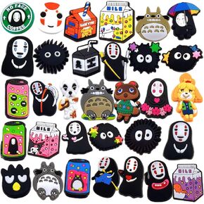 Roubeko 32 Pcs Anime No Face Faceless Man Shoe Decoration Charms for Bubble Slides Sandals Clogs, Accessories Pins for Girls Kids Boys Party Favor Birthday Gifts in Kuwait