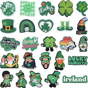 ST.Patricks Day Green Lucky Shoe Charms Soft PVC Men Women Shoe Accessories Decoration Fit For Clog Pins Bracelets Wristband Party Gifts