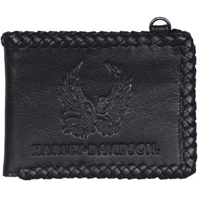 Harley-Davidson Men's Ride Free Bi-Fold Leather Wallet w/RFID Protection - Black