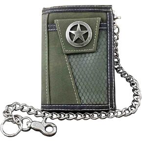 محفظة عملات معدنية ثلاثية الطيات للرجال والاولاد مع بنطلون جينز وسلسلة هدية L18 in Kuwait