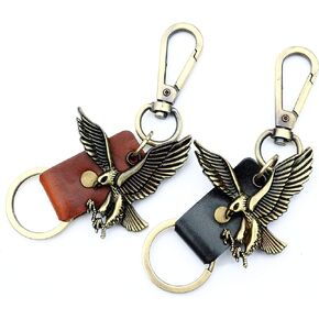 AuPra Eagle KeyChain Gift Women & Men Leather Bird KeyRing Home Car Keys Holder Present
