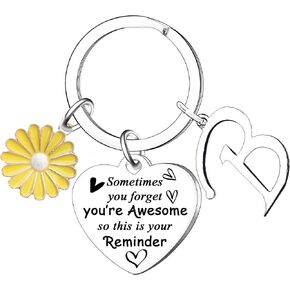Waeceip Inspirational Keychain Sometimes You Forget You're Awesome Letter Keyring Initial Alphabet Keychain Christmas Gifts