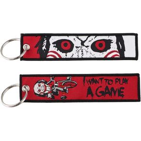 Saw Jigsaw Billy the Puppet Mask Classic Horror Movie Film Keychain Key Tag Chain Fob Ring