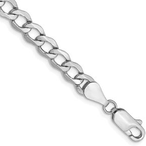 14K White Gold 5.25mm Semi-Solid Curb with Lobster Lock Chain -7.0" 8.0"