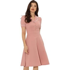 Allegra K 50s Work Dress for Women's Peter Pan Collar Vintage 1950s Dresses