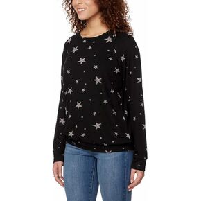 Buffalo Women Crewneck Cozy Top Pullover Sweatshirt (Black, M)