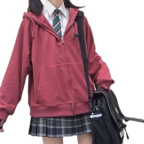 AISYBB Harajuku Sweet Kawaii Hoodie Fruit Print Women's Loose Thin Zipper Sweater Girl Cute Pink Plus Size Clothes