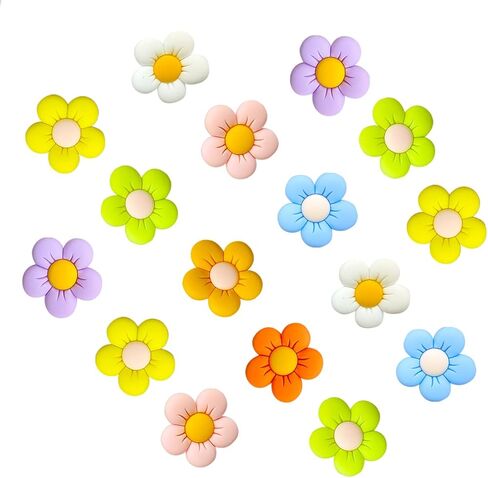 32Pcs Flower Shoe Charms 8 Colors Resin Floral Croc Charms Cute Summer Shoe Decoration Charms for Girls Teens Women Sandals Shoe Accessories Birthday Party Gift, Resin, crystal in Kuwait