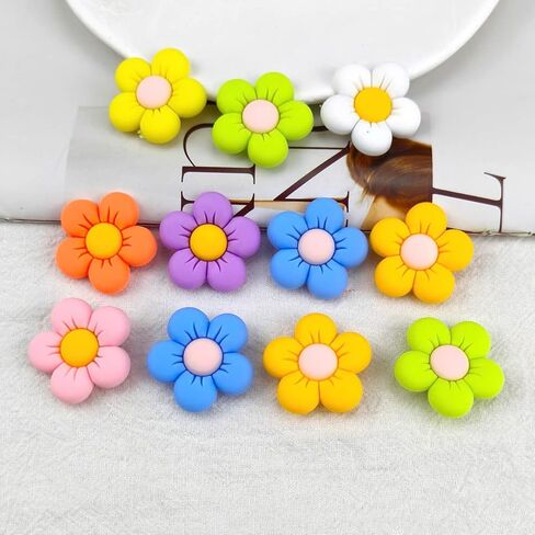 32Pcs Flower Shoe Charms 8 Colors Resin Floral Croc Charms Cute Summer Shoe Decoration Charms for Girls Teens Women Sandals Shoe Accessories Birthday Party Gift, Resin, crystal in Kuwait