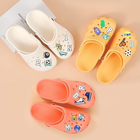 Sainyarh 56pcs الأحذية سحر الديكور، الرياضة الحروف عدد الأحذية سحر تمساح المقابس أزرار Gibbets للأطفال الصغار الأولاد الرجال قباقيب الأحذية، حفلة عيد ميلاد هاواي شاطئ هدايا الحفلات in Kuwait