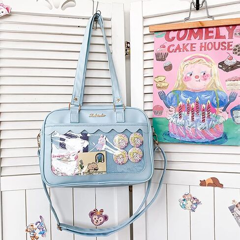 Lolita ITA Bag with Insert Pin Display,Anime Cosplay Shoulder Bag,Women Crossbody Bag,PU Leather Kawaii Purse in Saudi Arabia