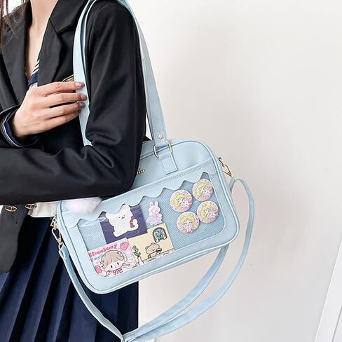 Lolita ITA Bag with Insert Pin Display,Anime Cosplay Shoulder Bag,Women Crossbody Bag,PU Leather Kawaii Purse in Saudi Arabia