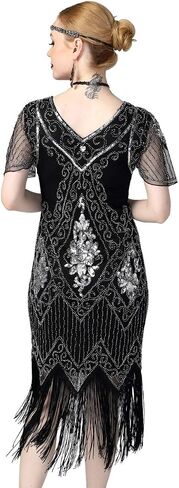 فساتين Kayamiya النسائية Flapper 1920s الترتر Art Deco Gatsby فستان كوكتيل بأكمام in Saudi Arabia
