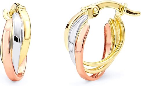 14k REAL Tri Color Gold 5mm Twisted Hoop Earrings (10 x 10 mm) in Saudi Arabia