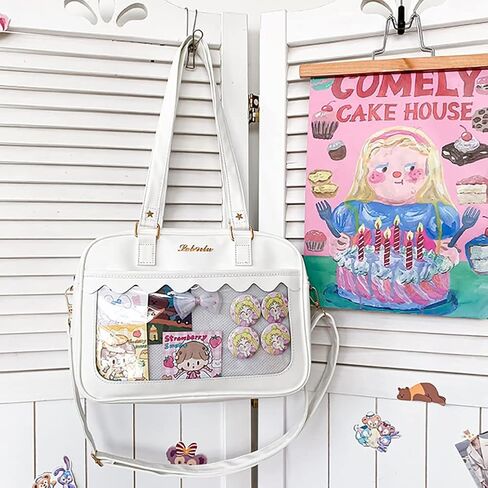 Lolita ITA Bag with Insert Pin Display,Anime Cosplay Shoulder Bag,Women Crossbody Bag,PU Leather Kawaii Purse in Saudi Arabia