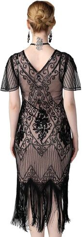 فساتين Kayamiya النسائية Flapper 1920s الترتر Art Deco Gatsby فستان كوكتيل بأكمام in Saudi Arabia