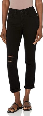 Jen7 Womens Slim Boyfriend Jeans, Black Destroy, 6 in Saudi Arabia