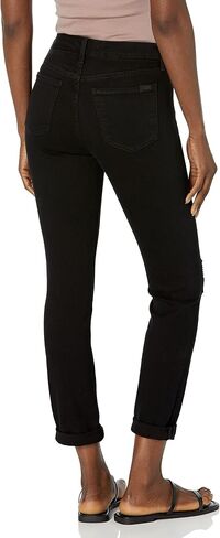 Jen7 Womens Slim Boyfriend Jeans, Black Destroy, 6 in Saudi Arabia