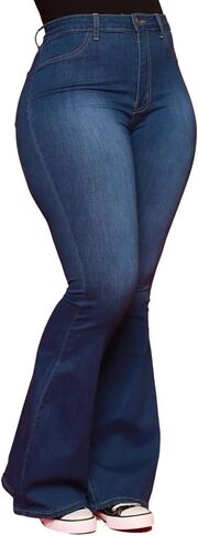 Aomice Women Bell Bottom Jeans High Waisted Flare Denim Pants in Kuwait