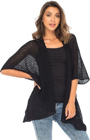 سترة صوفية نسائية طويلة من القطن من Back From Bali، مفتوحة من الأمام وأكمام قصيرة للفساتين والسراويل in Kuwait