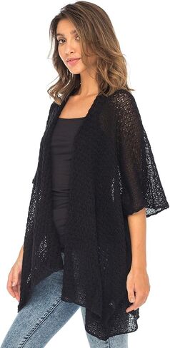 سترة صوفية نسائية طويلة من القطن من Back From Bali، مفتوحة من الأمام وأكمام قصيرة للفساتين والسراويل in Kuwait