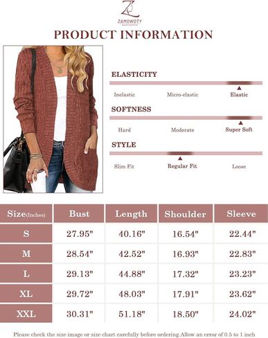 سترة Zamowoty النسائية لخريف 2023 مفتوحة من الأمام وأكمام طويلة وسترات خفيفة الوزن مع جيوب معطف خارجي in Kuwait