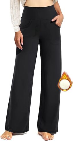 Paintcolors Women's Fleece Lined Joggers Pants Winter Warm Athletic Sweatpants Thermal Pants with Pockets Hiking Running Yoga in Kuwait