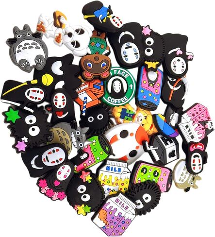 Roubeko 32 Pcs Anime No Face Faceless Man Shoe Decoration Charms for Bubble Slides Sandals Clogs, Accessories Pins for Girls Kids Boys Party Favor Birthday Gifts in Kuwait